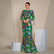 Evening Gown Long Sleeve Temperament Crew Neck Long Sequined Banquet Bridesmaid Dress