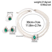 Ornament Multi-layer Necklace Ring Earrings Suit