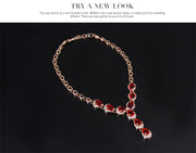 Charming Red Gemstone Jewelry Four-piece Set European And American Wedding Accessories