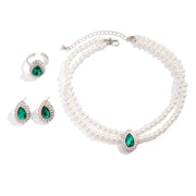 Ornament Multi-layer Necklace Ring Earrings Suit